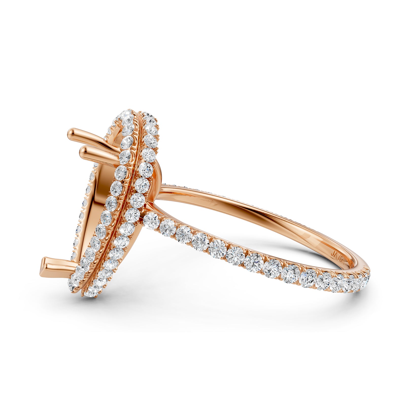 Double Halo Semi Mount Lab Grown Diamond Engagement Ring 0.53 Ct.